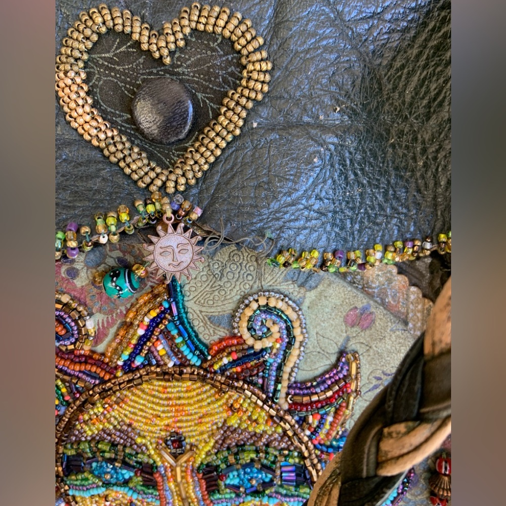Gossamer Wings by Barbara Grimes * RARE * Custom Handmade Leather Beaded Bag - Picture 6 of 16